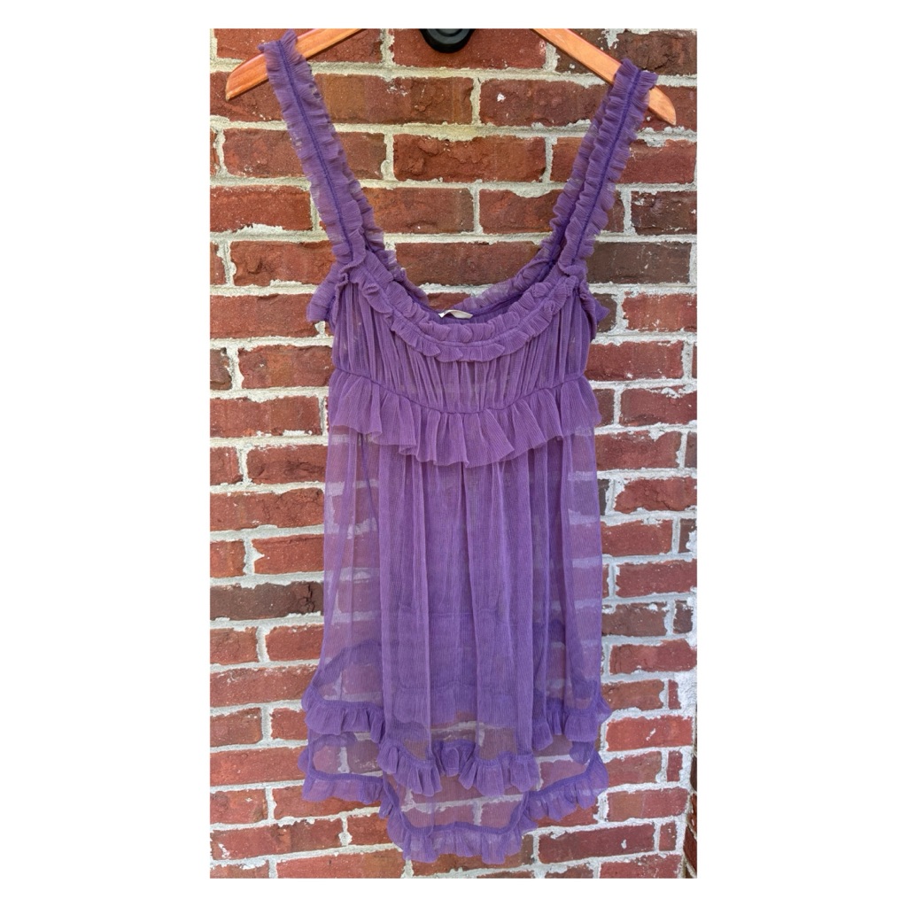Nwot Free People Intimately Tulle Ruffle Mini Slip In Purple Size Xs